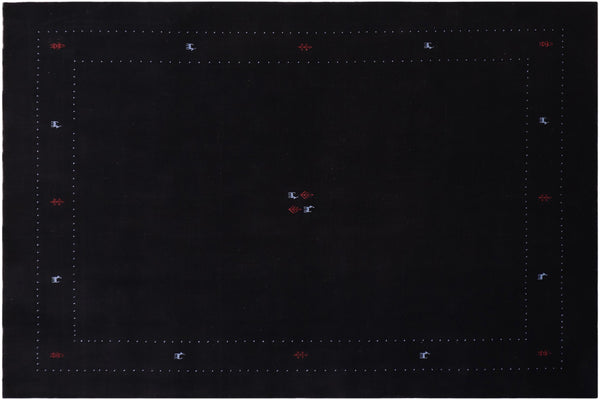 handmade Modern Gabbeh Black Black Hand-made RECTANGLE 100% WOOL area rug 8x10