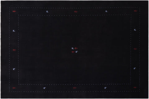 handmade Modern Gabbeh Black Black Hand-made RECTANGLE 100% WOOL area rug 8x10