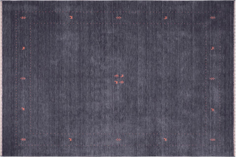 handmade Modern Gabbeh Grayish Blu Bluish Gray Hand-made RECTANGLE 100% WOOL area rug 8x10