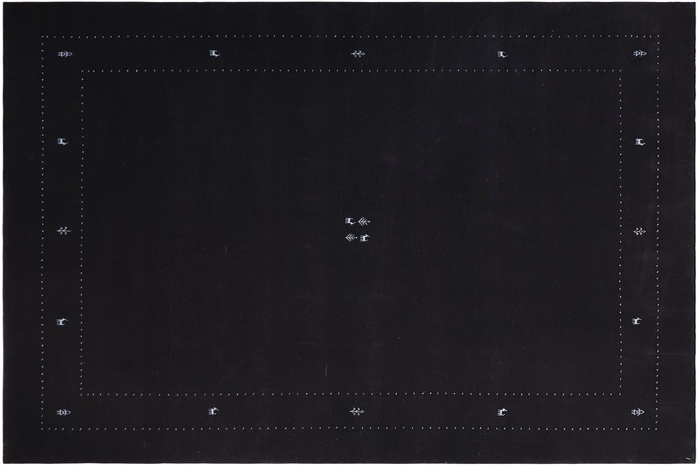 handmade Modern Gabbeh Black Black Hand-made RECTANGLE 100% WOOL area rug 9' x 12'
