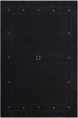Eclectic Gabbeh Wren Black/Black Wool Rug - 9'0'' x 12'0''