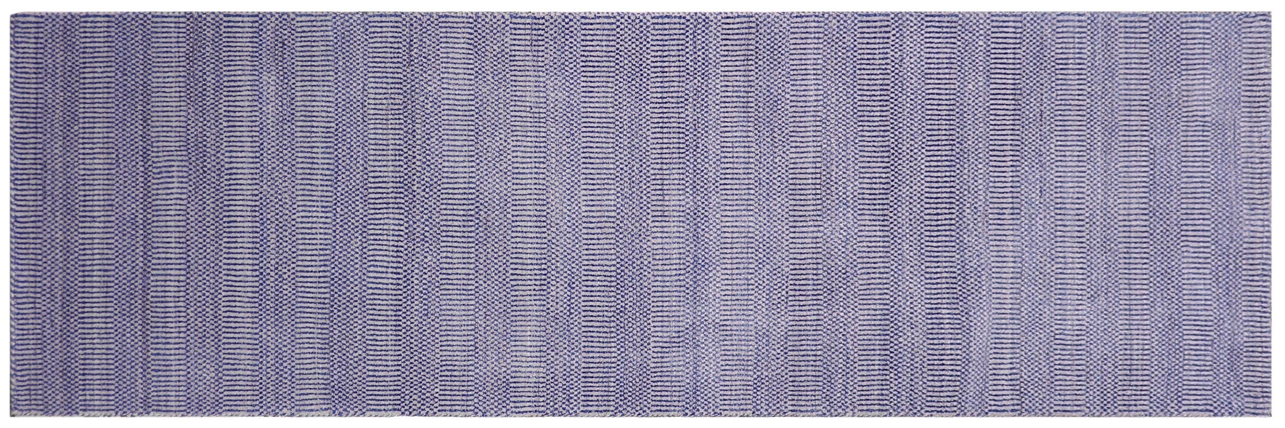 handmade Modern Grass Blue Ivory Hand-made RUNNER 100% WOOL area rug 2' x 10'