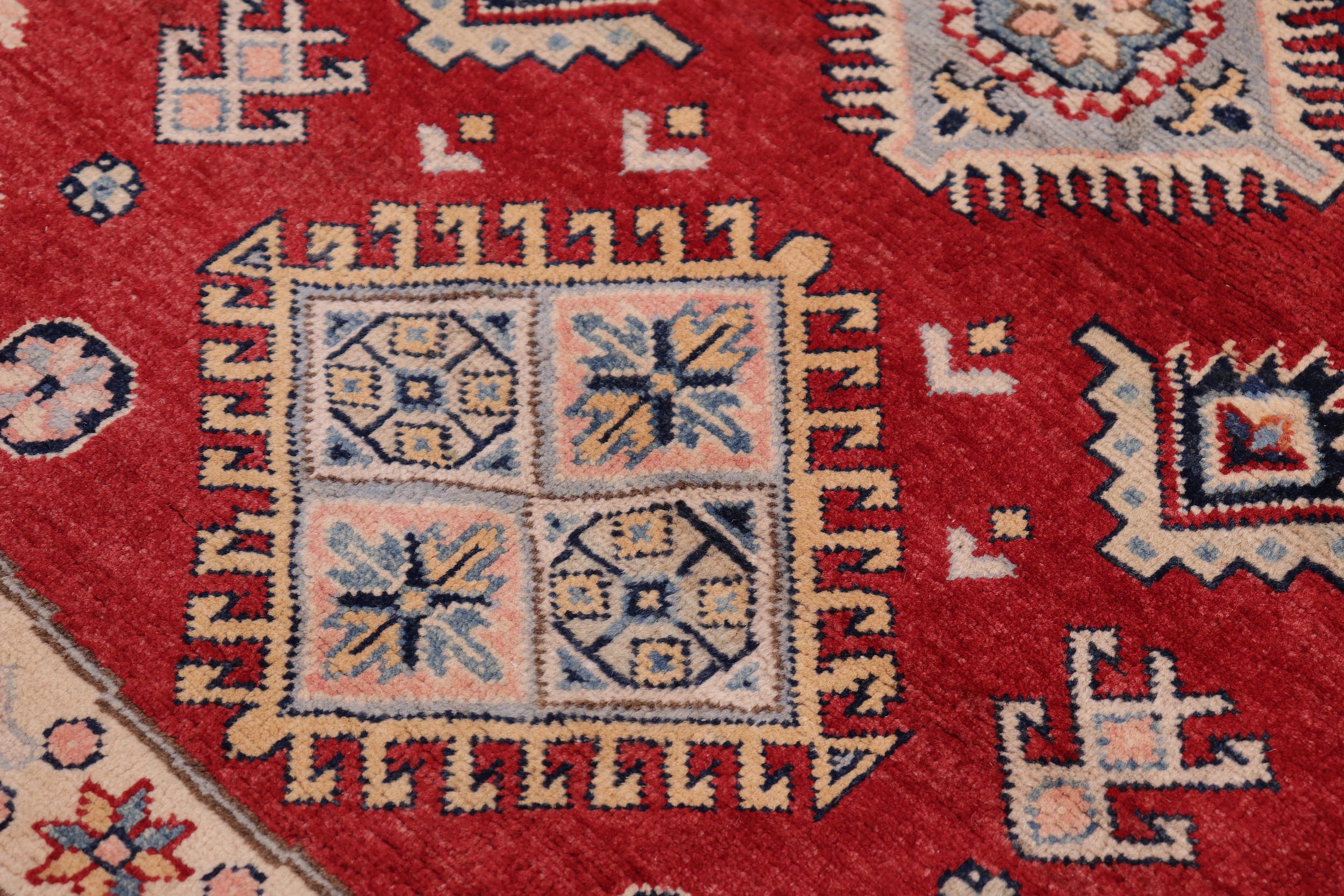 handmade Geometric Kazak Lt. Blue Beige Hand-made ROUND 100% WOOL area rug 9x9