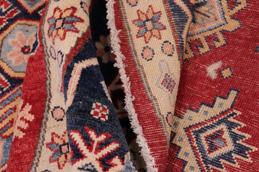 handmade Geometric Kazak Lt. Blue Beige Hand-made ROUND 100% WOOL area rug 9x9