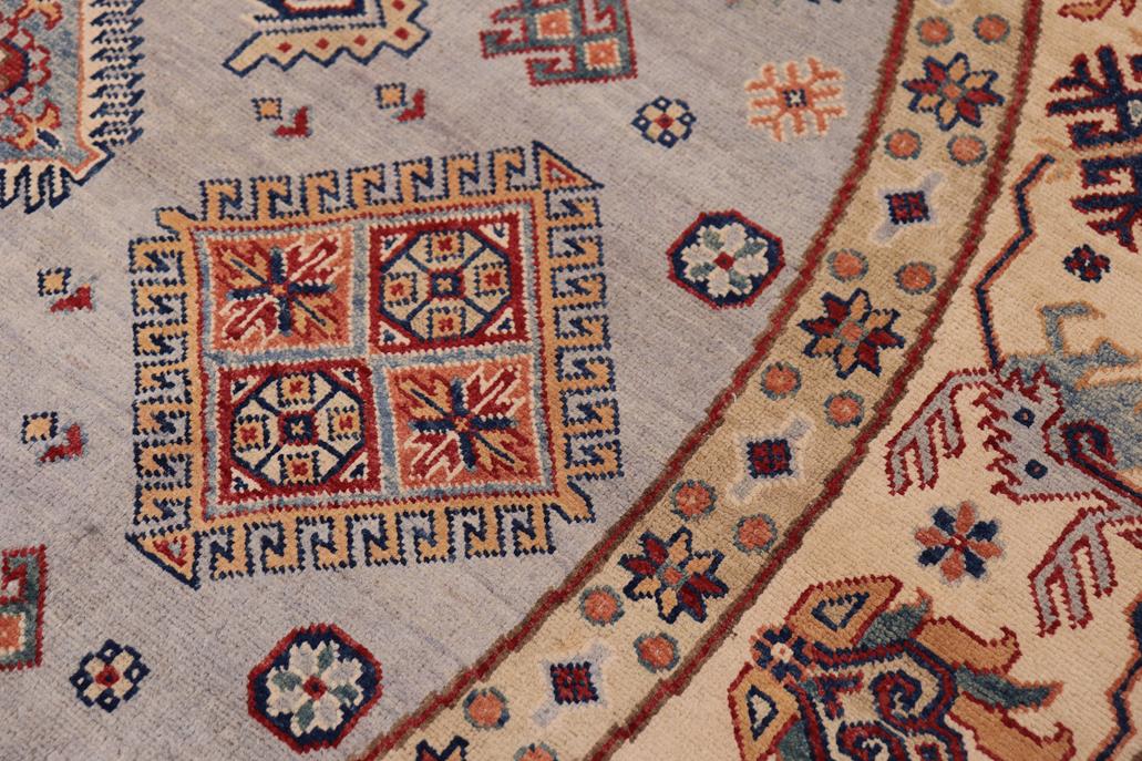 handmade Geometric Kazak Gray Beige Hand-made ROUND 100% WOOL area rug 9x9