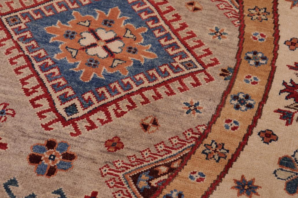 handmade Geometric Kazak Lt. Blue Beige Hand-made ROUND 100% WOOL area rug 8x8