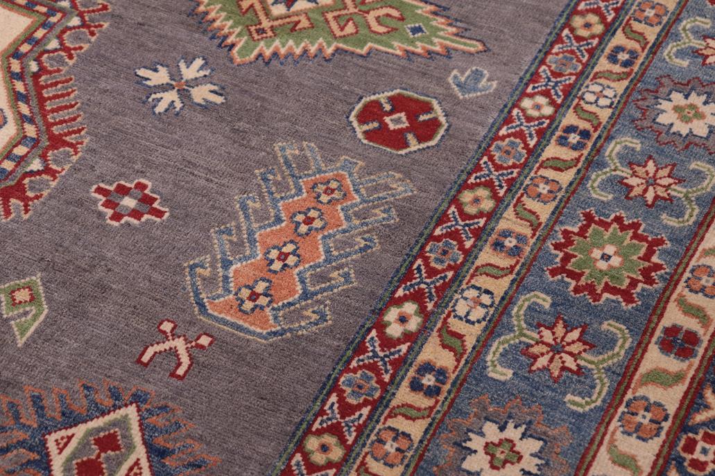 handmade Geometric Kazak Gray Blue Hand-made RECTANGLE 100% WOOL area rug 8' x 10'