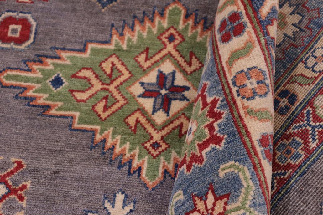 handmade Geometric Kazak Gray Blue Hand-made RECTANGLE 100% WOOL area rug 8' x 10'