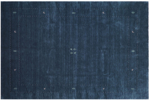 handmade Modern Gabbeh Blue Light Blue Hand-made RECTANGLE 100% WOOL area rug 8x10