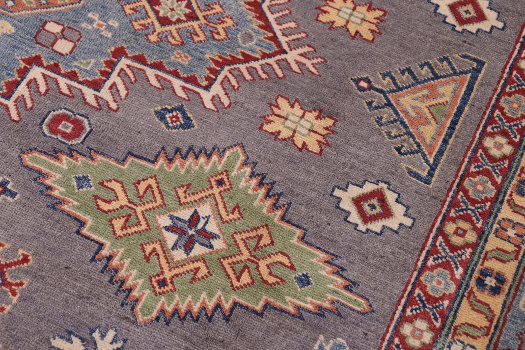 handmade Geometric Kazak Gray Lt. Blue Hand-made RECTANGLE 100% WOOL area rug 8' x 10'