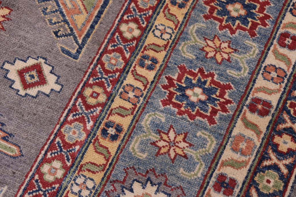 handmade Geometric Kazak Gray Lt. Blue Hand-made RECTANGLE 100% WOOL area rug 8' x 10'