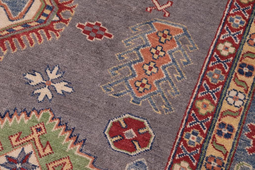 handmade Geometric Kazak Gray Lt. Blue Hand-made RECTANGLE 100% WOOL area rug 8' x 10'