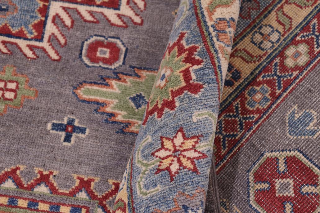 handmade Geometric Kazak Gray Lt. Blue Hand-made RECTANGLE 100% WOOL area rug 8' x 10'