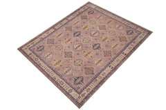handmade Geometric Kazak Purple Beige Hand-made RECTANGLE 100% WOOL area rug 8' x 10'