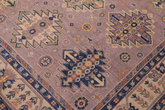 handmade Geometric Kazak Purple Beige Hand-made RECTANGLE 100% WOOL area rug 8' x 10'