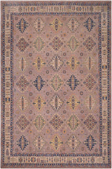 handmade Geometric Kazak Purple Beige Hand-made RECTANGLE 100% WOOL area rug 8' x 10'