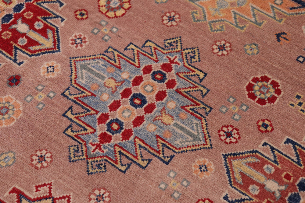 handmade Geometric Kazak Rose Beige Hand-made RECTANGLE 100% WOOL area rug 9'X12'