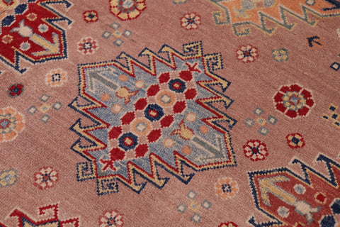 handmade Geometric Kazak Rose Beige Hand-made RECTANGLE 100% WOOL area rug 9'X12'