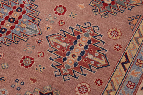 handmade Geometric Kazak Rose Beige Hand-made RECTANGLE 100% WOOL area rug 9'X12'