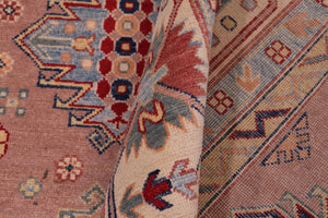 handmade Geometric Kazak Rose Beige Hand-made RECTANGLE 100% WOOL area rug 9'X12'