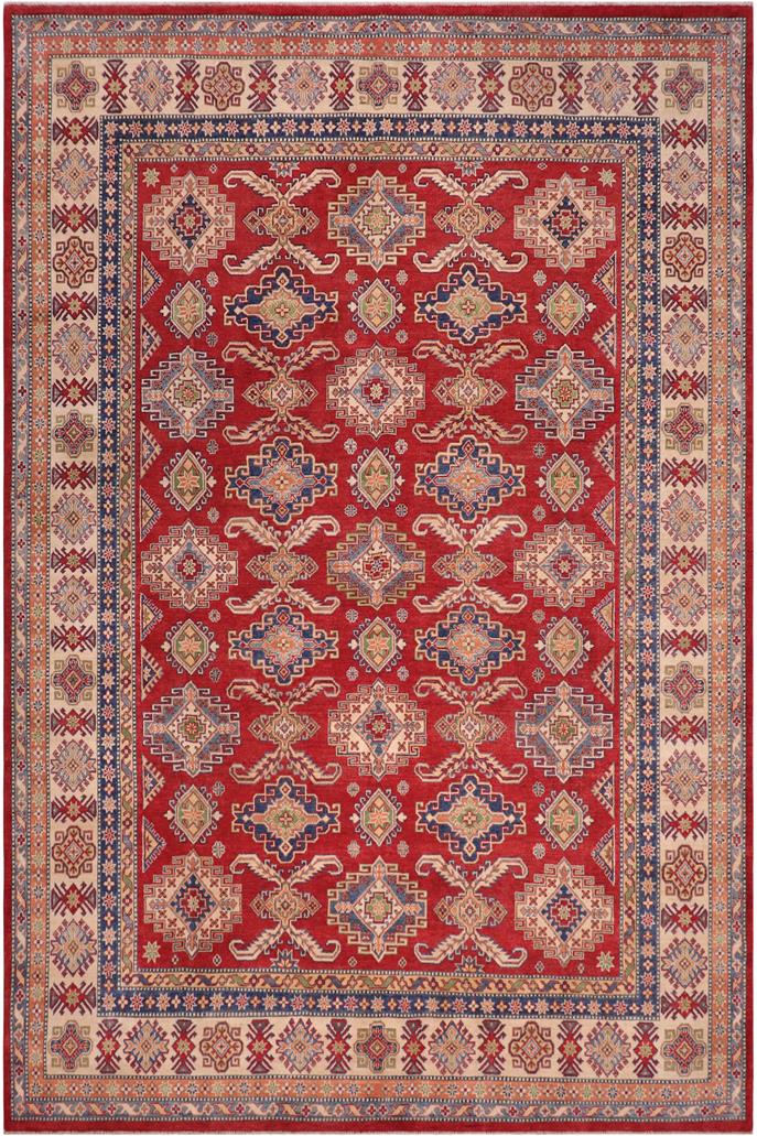 handmade Geometric Kazak Red Beige Hand-made RECTANGLE 100% WOOL area rug 9' x 12'