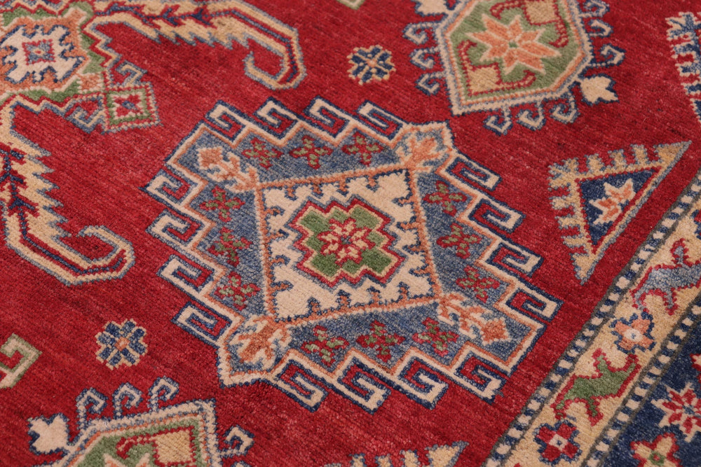 handmade Geometric Kazak Red Beige Hand-made RECTANGLE 100% WOOL area rug 9'X12'