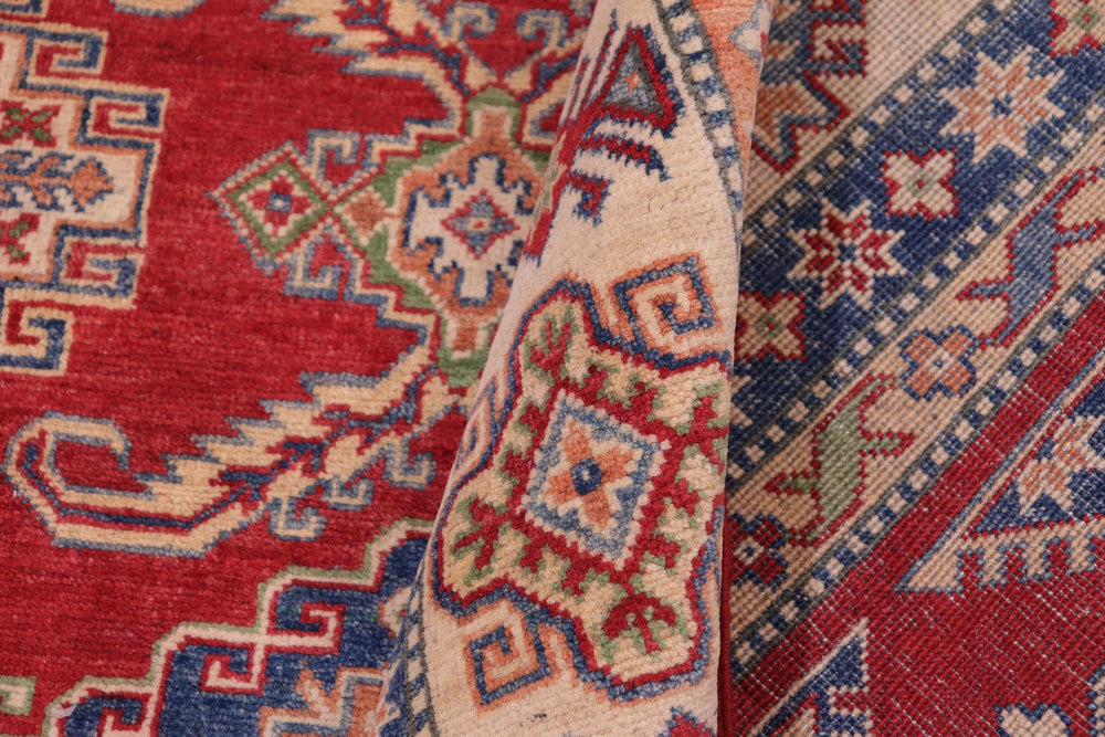 handmade Geometric Kazak Red Beige Hand-made RECTANGLE 100% WOOL area rug 9'X12'