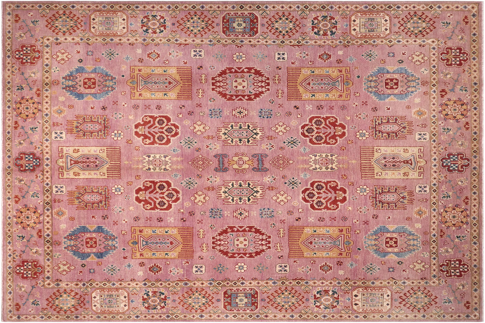 handmade Geometric Kazak Purple Purple Hand-made RECTANGLE 100% WOOL area rug 8'X10'