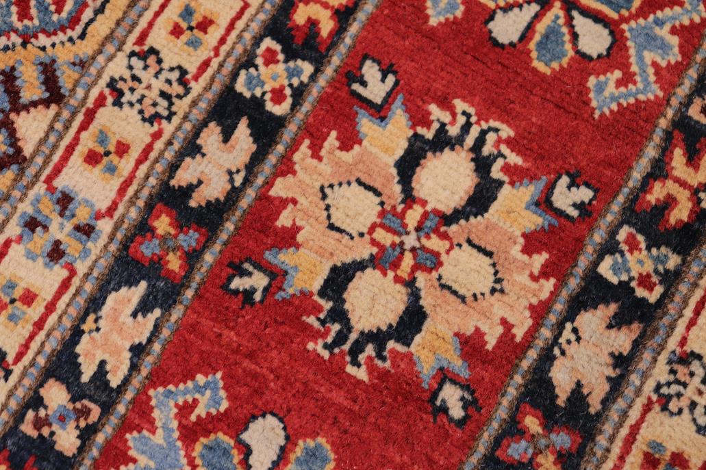 handmade Geometric Kazak Lt. Blue Red Hand-made RECTANGLE 100% WOOL area rug 8' x 10'