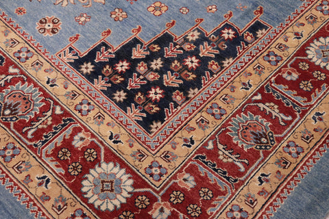 handmade Geometric Kazak Lt. Blue Red Hand-made RECTANGLE 100% WOOL area rug 8'X10'