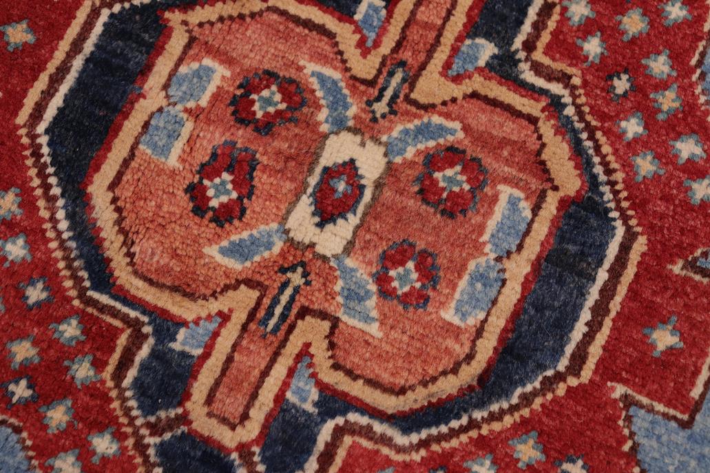 handmade Geometric Kazak Lt. Blue Red Hand-made RECTANGLE 100% WOOL area rug 8' x 10'