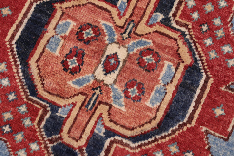 handmade Geometric Kazak Lt. Blue Red Hand-made RECTANGLE 100% WOOL area rug 8'X10'