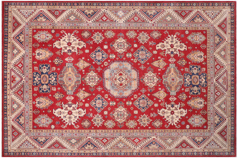 Southwestern Kazak Case Red/Ivory Wool Rug - 9'0''X12'0''