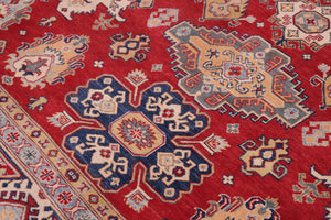 handmade Geometric Kazak Red Ivory Hand-made RECTANGLE 100% WOOL area rug 9'X12'