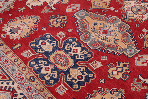 handmade Geometric Kazak Red Ivory Hand-made RECTANGLE 100% WOOL area rug 9'X12'