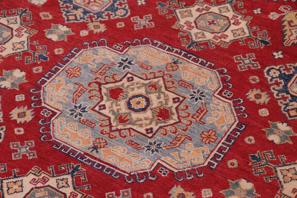 handmade Geometric Kazak Red Ivory Hand-made RECTANGLE 100% WOOL area rug 9' x 12'