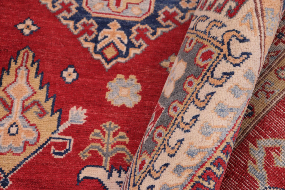 handmade Geometric Kazak Red Ivory Hand-made RECTANGLE 100% WOOL area rug 9'X12'