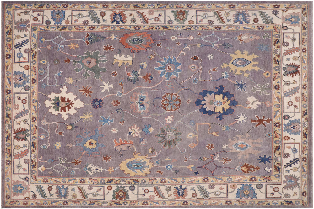 handmade Geometric Kazak Gray Ivory Hand-made RECTANGLE 100% WOOL area rug 8'X9'