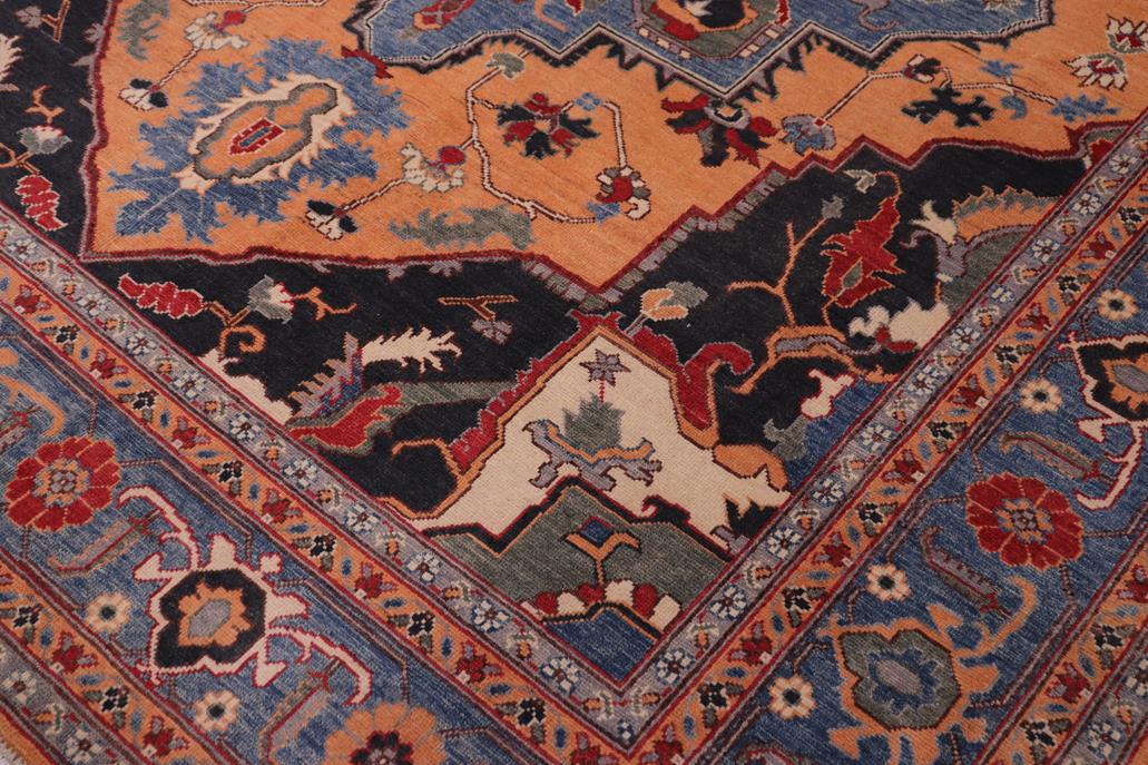handmade Geometric Kazak Orange Blue Hand-made RECTANGLE 100% WOOL area rug 8' x 10'