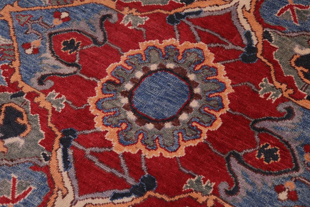 handmade Geometric Kazak Orange Blue Hand-made RECTANGLE 100% WOOL area rug 8' x 10'