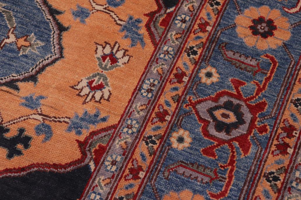 handmade Geometric Kazak Orange Blue Hand-made RECTANGLE 100% WOOL area rug 8' x 10'