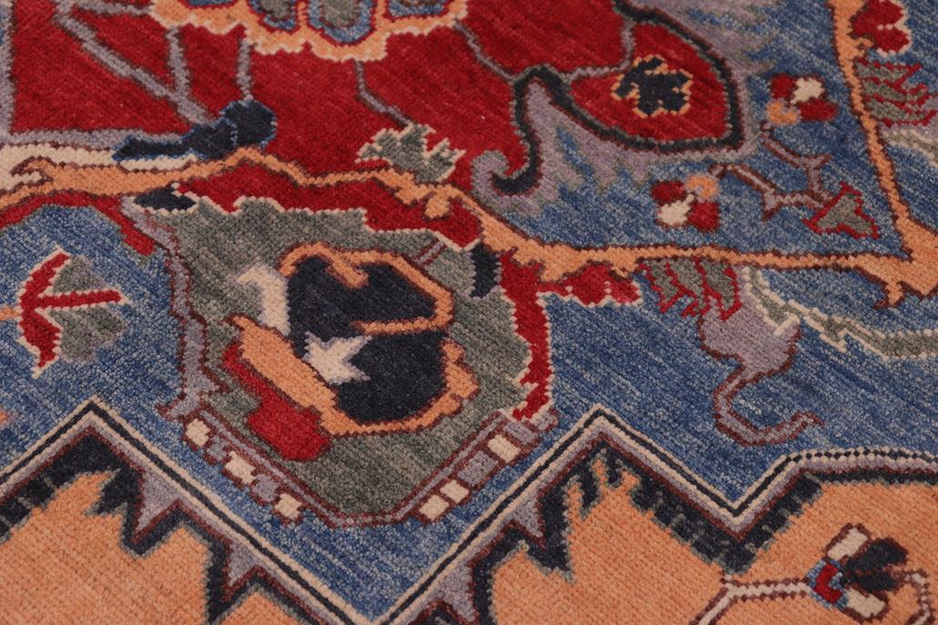 handmade Geometric Kazak Orange Blue Hand-made RECTANGLE 100% WOOL area rug 8' x 10'