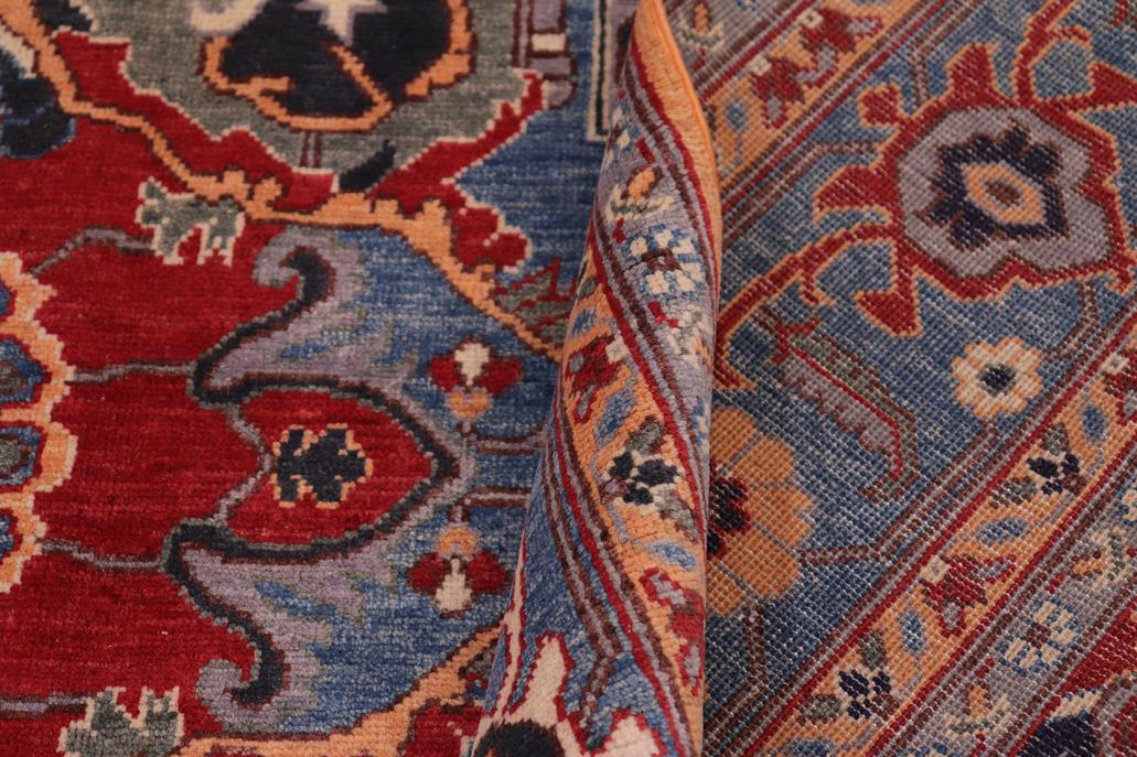 handmade Geometric Kazak Orange Blue Hand-made RECTANGLE 100% WOOL area rug 8' x 10'