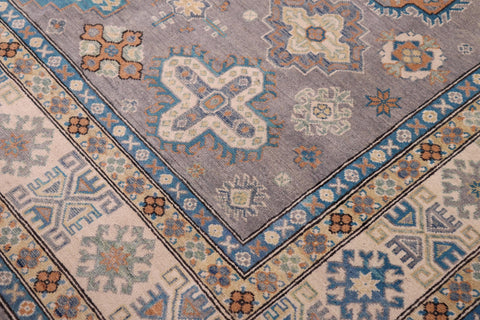 handmade Geometric Kazak Gray Ivory Hand-made RECTANGLE 100% WOOL area rug 8'X10'