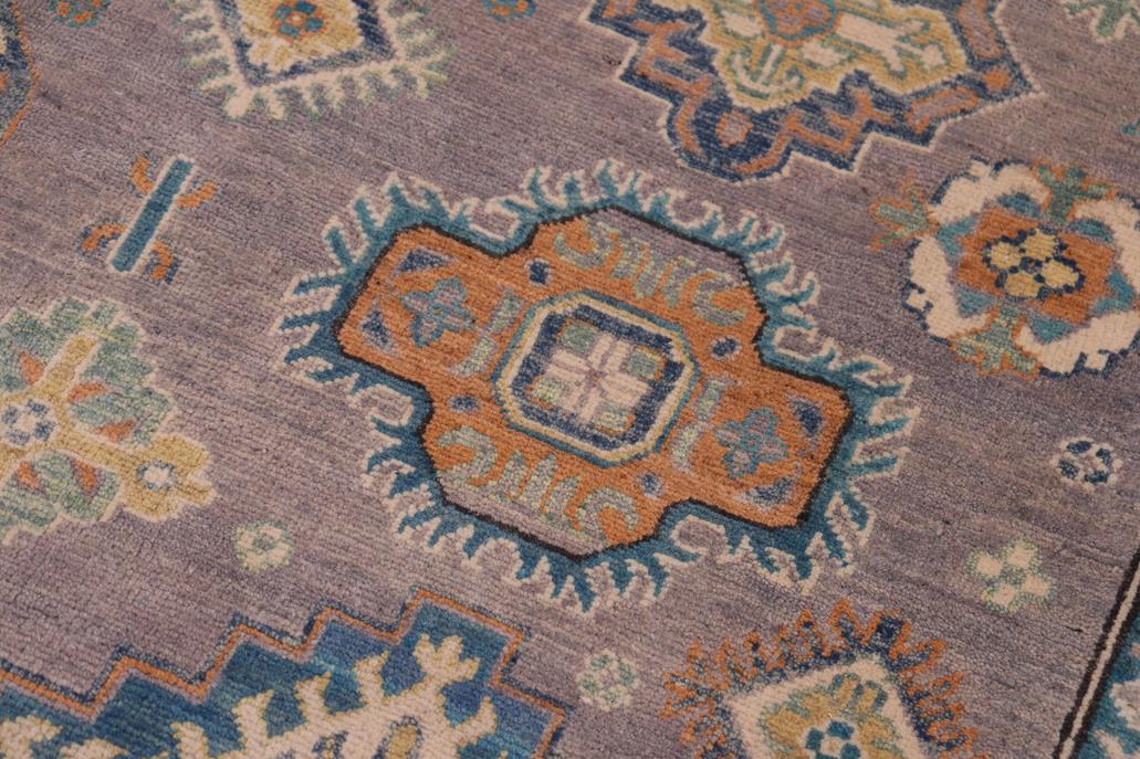 handmade Geometric Kazak Gray Ivory Hand-made RECTANGLE 100% WOOL area rug 8' x 10'