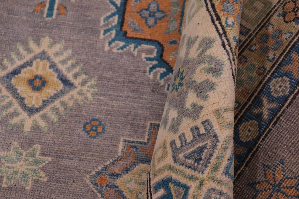 handmade Geometric Kazak Gray Ivory Hand-made RECTANGLE 100% WOOL area rug 8' x 10'