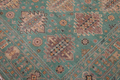handmade Geometric Kazak Lt. Green Lt. Green Hand-made RECTANGLE 100% WOOL area rug 8' x 10'