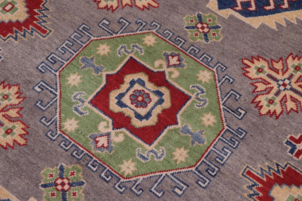 handmade Geometric Kazak Gray Ivory Hand-made RECTANGLE 100% WOOL area rug 8' x 10'