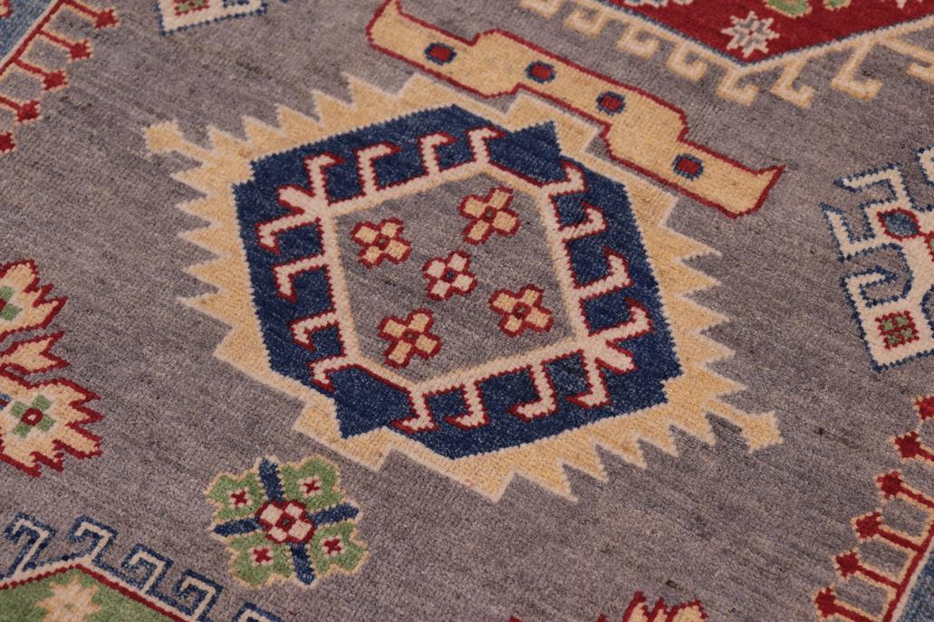 handmade Geometric Kazak Gray Ivory Hand-made RECTANGLE 100% WOOL area rug 8' x 10'