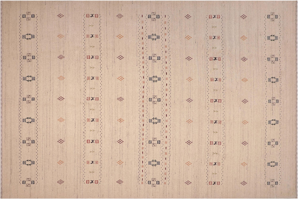 handmade Modern Gabbeh Ivory Ivory Hand-made RECTANGLE 100% WOOL area rug 8x10